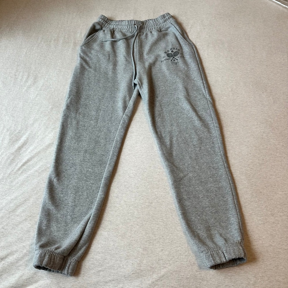 Faded Rose Gray Baddie‎ Tennis Club High Joggers Sweatpants Womens Medium